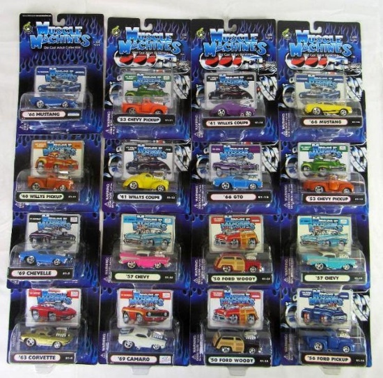 Lot (16) Muscle Machines 1:64 Diecast Sealed