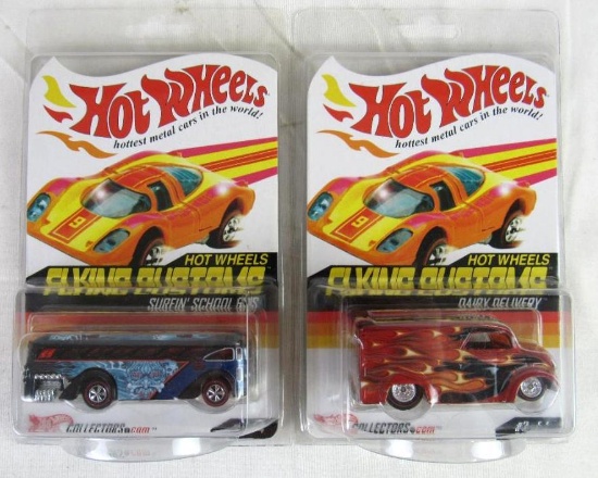 (2) Hot Wheels RLC Flying Customs- Dairy Delivery, Surfin School Bus