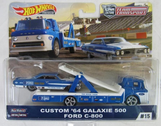 Hot Wheels Team Transports- Custom 64 Galaxie /Ford C-800- Real Riders