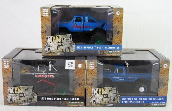 Greenlight Kings of Crunch 1:43 Diecast Monster Trucks Lot (3)