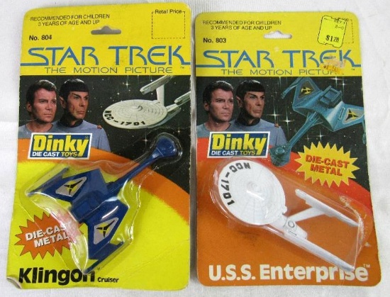 Vintage 1979 Dinky Toys Star Trek Diecast USS Enterprise, and Klingon Cruiser