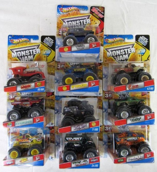 Lot (10) Asst. Hot Wheels Monster Jam Monster Trucks