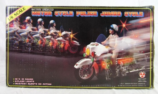 Vintage 1984 Battery Operated Police Motorcycle (Taiwan) Son A1 Toys