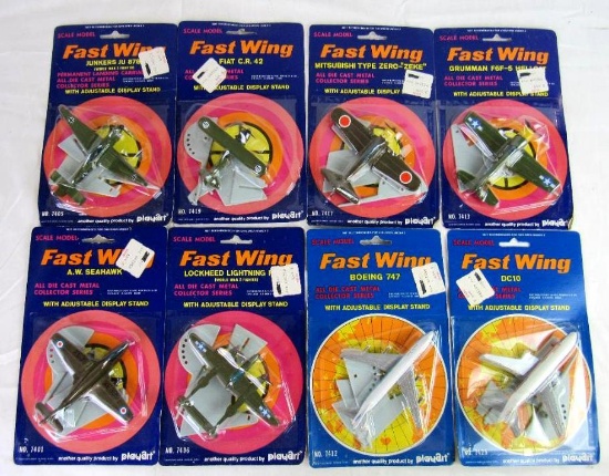 Lot (8) Vintage Playart Diecast Fast Wing Airplanes MOC