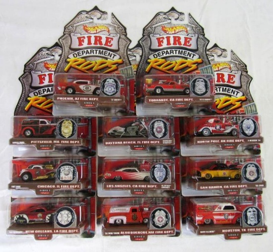 Hot Wheels Fire Department Rods Lot (11) Real Riders