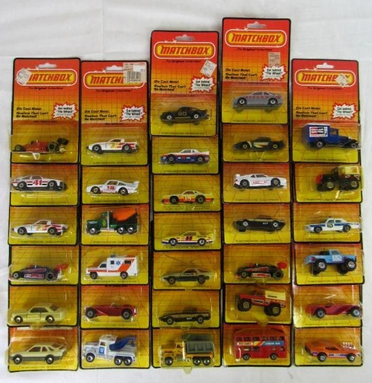 Excellent Lot (32) Vintage 1983 Matchbox 1:64 Diecast-MOC- "Get Behind the Wheel"