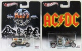 (2) Hot Wheels Pop Culture- AC-DC Convoy Custom, Kiss- A-OK Real Riders