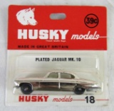Vintage 1960's Husky 1:64 Diecast No. 18 Plated Jaguar MK 10 Sealed MOC
