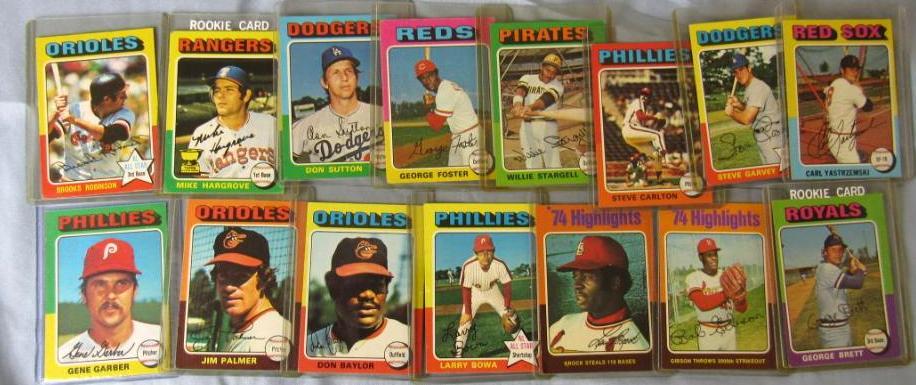 Lot (15) 1975 Topps Baseball Cards w/ Stars