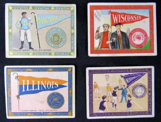 Rare Lot (4) 1910 Murad Tobacco College Series Sports Cards