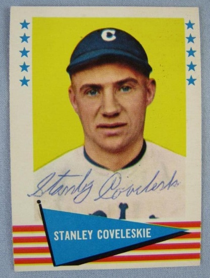Signed 1963 Fleer Baseball Great Stanley Coveleski (HOF)