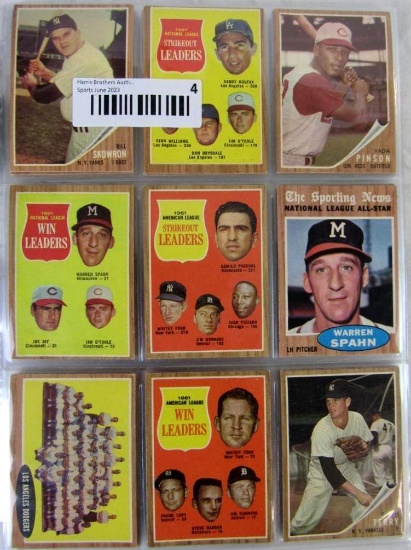High Grade Lot (90 Diff) 1962 Topps Baseball Cards w/ Stars