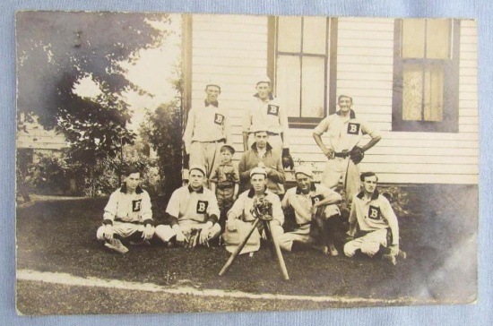 Authentic 1907 Brooklyn (Michigan) Baseball Team Real Photo Postcard RPPC