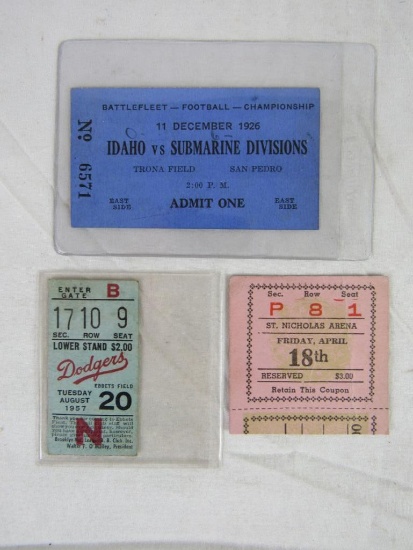 Group of (3) Antique Sporting Events Tickets