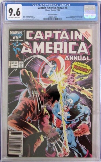 Captain America Annual #8 (1986) Newsstand Key Issue/ Wolverine Zeck Cover CGC 9.6