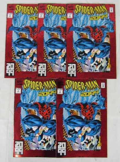 Lot (5) Spider-Man 2099 #1 (1992) Red Foil Cover/ Key Origin Miguel O'Hara
