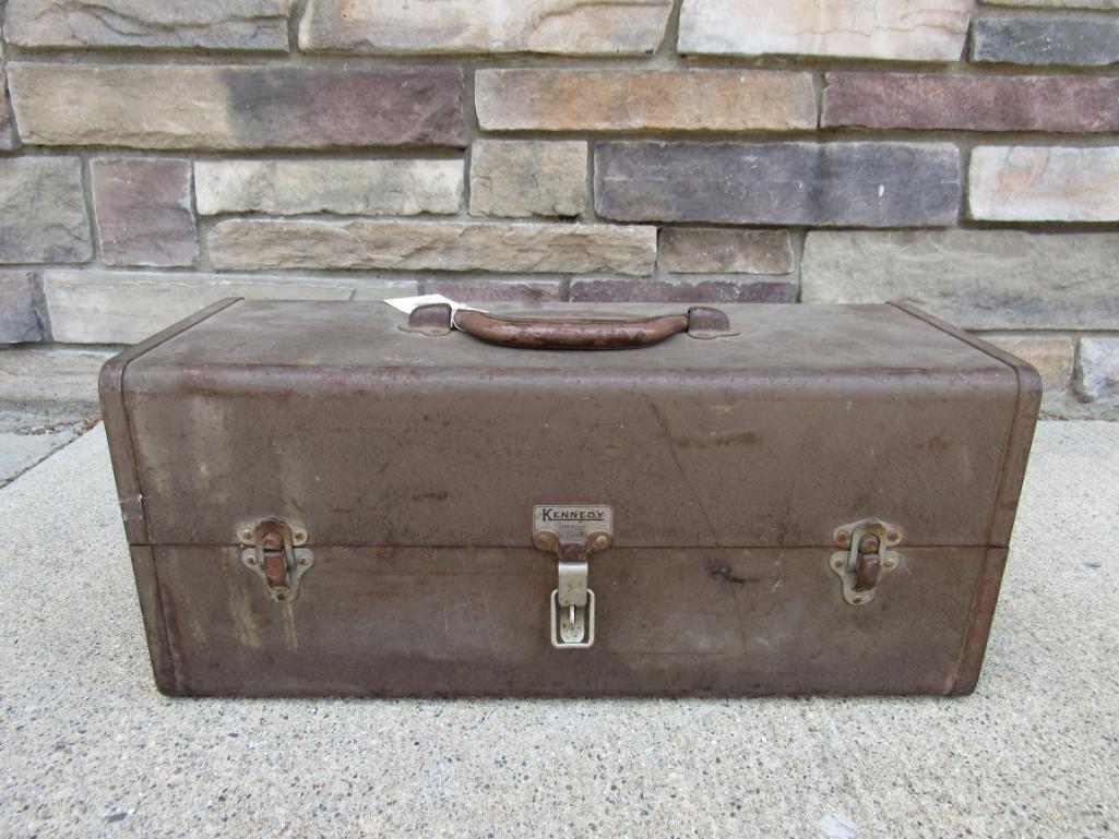 Antique Kennedy Steel Tackle Box Filled w/