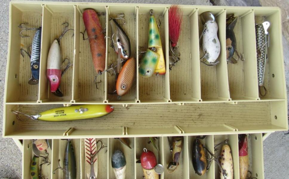 Estate Found Tackle Box Filled w/ Mostly Wooden