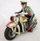 RARE Antique Nomura (Japan) Tin Battery Op Police Motorcycle (Working)