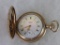 Beautiful Fancy Dial Elgin 14 Kt Gold Plated Pocket Watch in Crescent Hunters Case