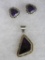 Vintage Signed Ray Bennett Navajo Native American Sterling Silver & Purple Sugilite Pendant Earring