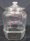Antique Lance Crackers Glass Counter Advertising Display Jar w/ Embossed Glass Lid