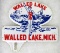 Vintage Walled Lake, MI Metal License Plate Topper w/ Bathing Girl
