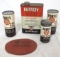 Grouping of Bowes Seal Fast Advertising Cans. Tire Talc, Buffezy Oil Can+