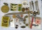 Grouping Antique Smalls- Pins, Tin Whistle, Tokens, etc
