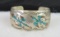 Large Vintage Native American Sterling Silver & Turquoise Cuff Bracelet