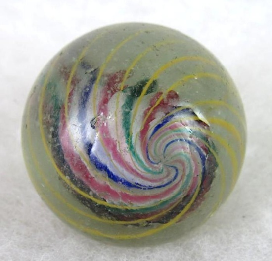 Antique Large 1.75" Latticino Swirl Handmade Marble