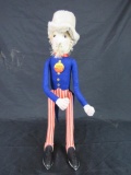 Excellent Vintage Signed Steiff Uncle Sam Jointed Mohair Plush Toy
