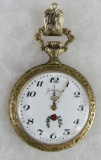 Vintage Swiss Made Fashiontime 17 Jewel Roses Dial Pocket Watch