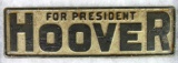 Antique Herbert Hoover for President Steel Political License Plate Topper