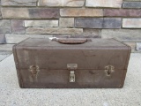 Antique Kennedy Steel Tackle Box Filled w/ Contents / Wooden Fishing Lures