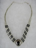 Beautiful Signed Sterling Silver Native American Necklace