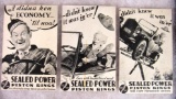 Lot (3) Antique Sealed Power Piston Rings Advertising Postcards