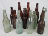 Large Lot Antique Embossed Glass Beer Bottles (Estate Fresh) Many Michigan