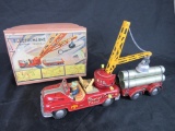 Excellent Antique Exelo (Japan) Tin Friction Electromagnet Crane Truck 13