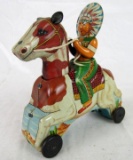 Excellent TT (Japan) Takatoku Tin Friction Indian Chief on Horse