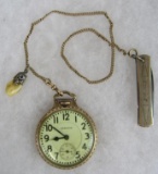 Beautiful Antique Hamilton 21 Jewel Pocket Watch w/ Fob & 10 Kt Gold Tooth