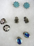 Lot (4 Pairs) Vintage Native American Sterling Silver Earrings