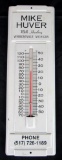 Vintage Mike Huver Milk Hauling (Vermontville, MI) Metal Advertising Thermometer