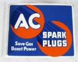 Outstanding 1955 AC Spark Plugs Save Gas Boost Power Metal Flange Sign