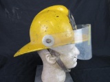 Vintage Algonac Fire Department Fire Helmet w/ Leather Badge