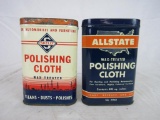Lot (2) Antique Auto Polishing Metal Cans. All-State & Skelly