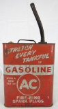Excellent Vintage AC Fire Ring Spark Plugs 2-Gallon Metal Gas Can