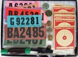 Grouping Vintage Hunting Items- License Tags, Calls, etc