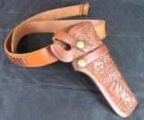Vintage Hunter Tooled Leather Holster w/ Brauer Leather .22 Ammo Belt
