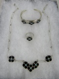 Beautiful Vintage Native American Sterling Silver & Turquoise 3 Piece Jewelry Set